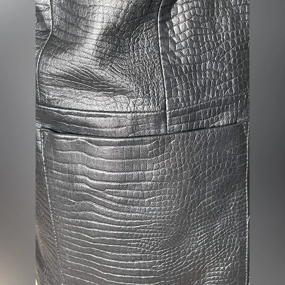 Ralph Lauren Crocodile Embossed Black Leather Jacket Blazer.Sz L. Mint - Picture 9 of 9